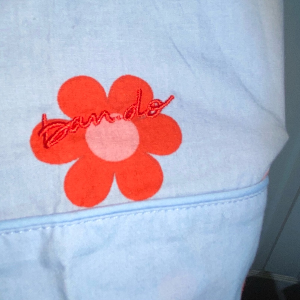 Ban.do Retro Daisy Sleep Dress Sz S Button 100% Cotton Blue Red AA15 - Picture 6 of 9